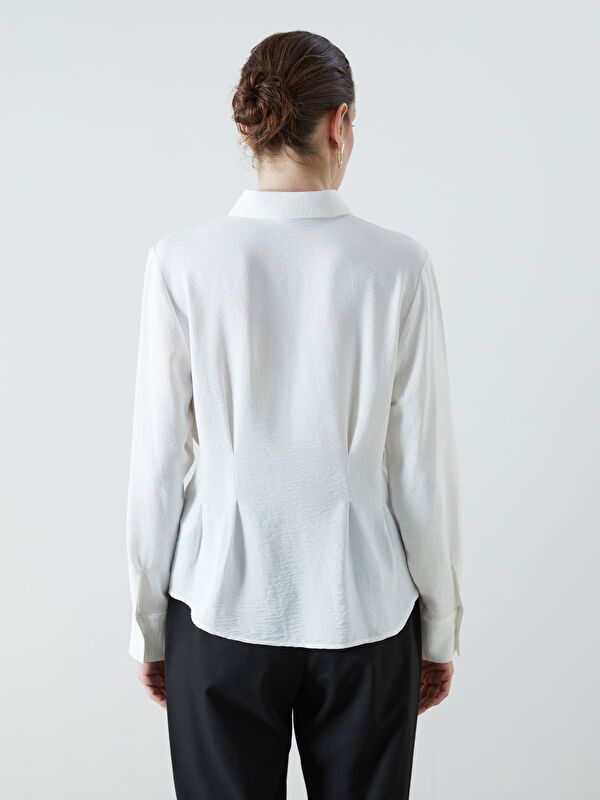 Moudda LC Waikiki - Chemise tissée manches longues Femme Buxe blanc - Tunisie 4