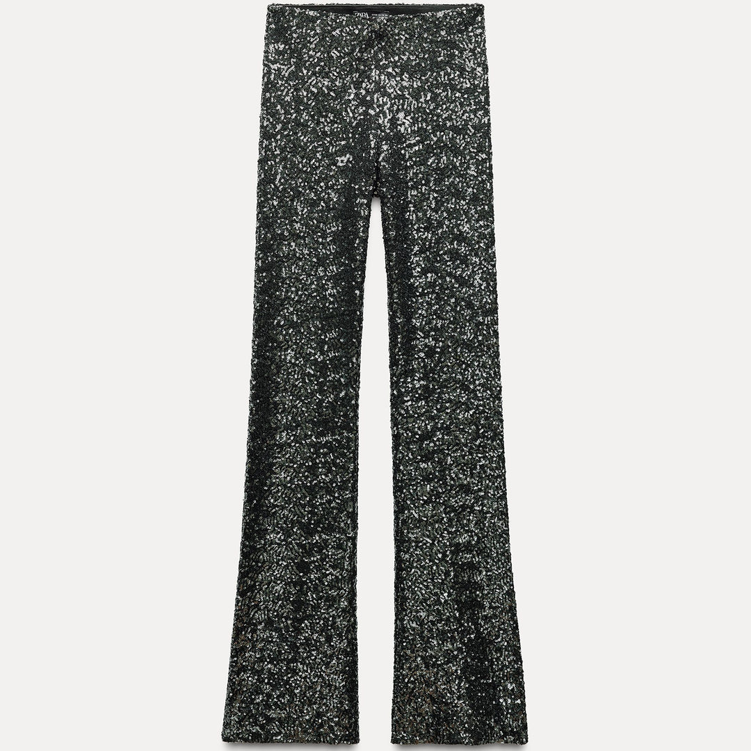 Moudda ZARA - Argent foncé – legging fantaisie pailleté évasé - Tunisie 2