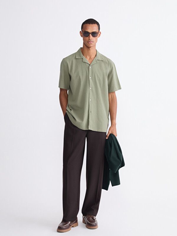 Moudda LC Waikiki - Chemise manches courtes en tissu pour Homme couleur Vert kaki - Tunisie 2