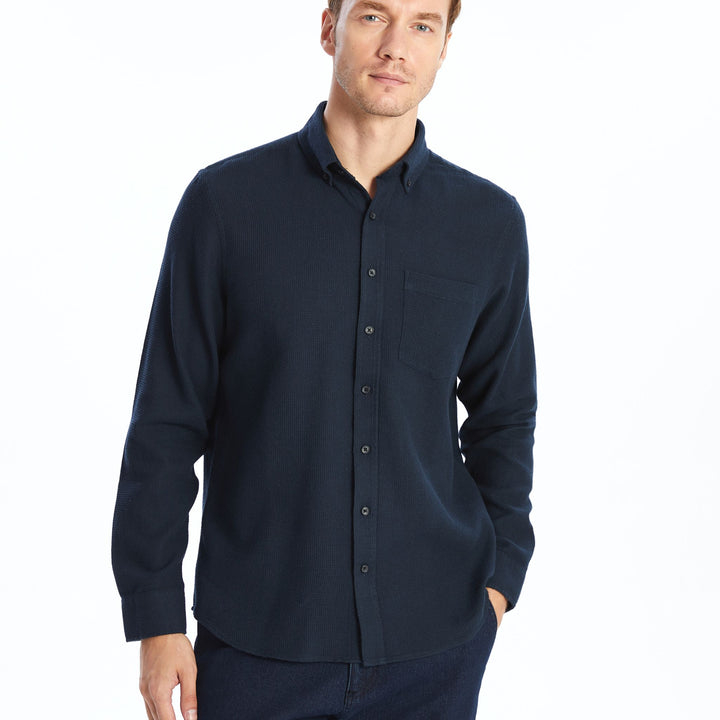 Moudda LC Waikiki - Chemise tissée manches longues Homme Marine - Tunisie 1
