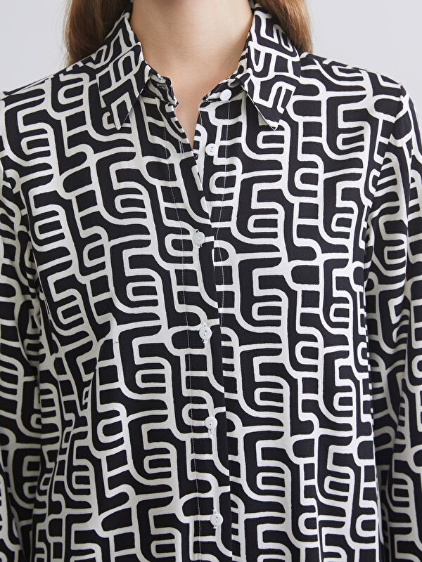 Moudda LC Waikiki - Tunique tissée imprimée manches longues Femme Imprimé noir 2 - Tunisie 3