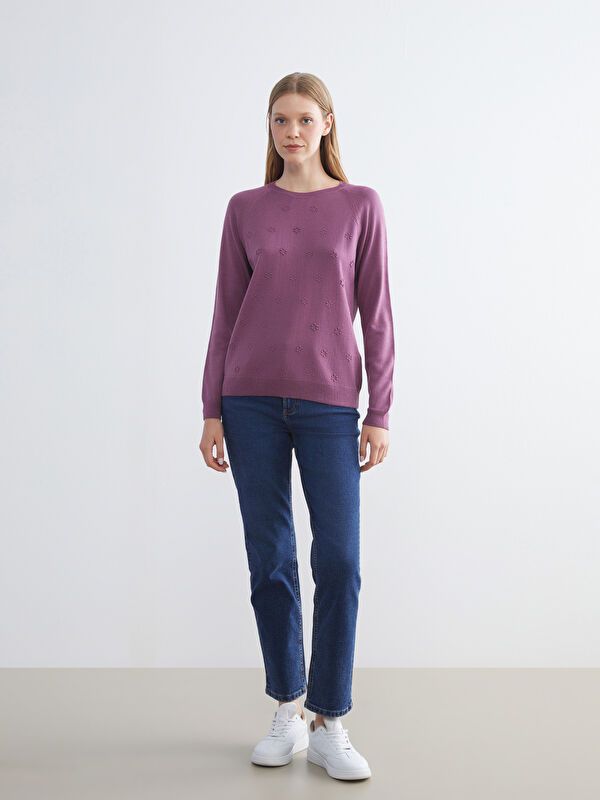Moudda LC Waikiki - Pull tricot moyen Femme Rose foncée poussiérée - Tunisie 2