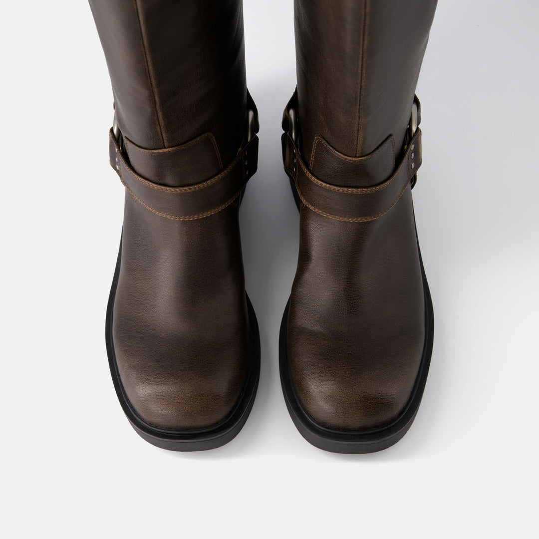 Moudda BERSHKA - Bottes motardes marron avec boucles multiples - Tunisie 2