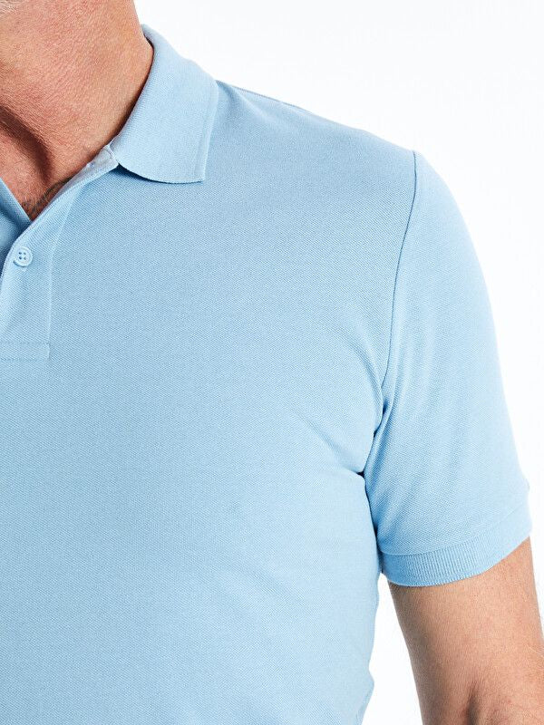 Moudda LC Waikiki - T-shirt col polo basique manches courtes en jersey pour Homme couleur Bleu - Tunisie 4