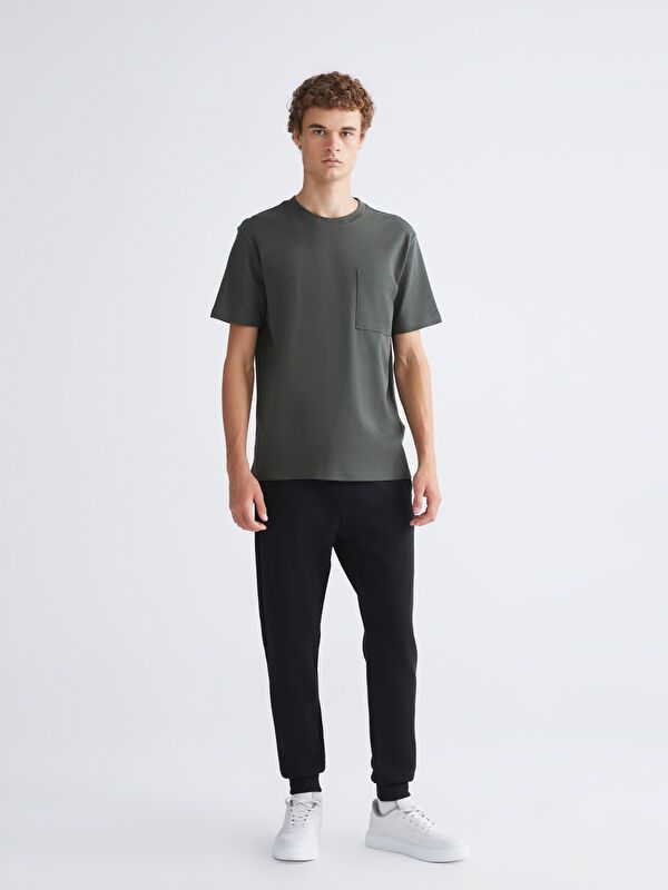 Moudda LC Waikiki - T-shirt jersey basique manches courtes Homme Kaki - Tunisie 2