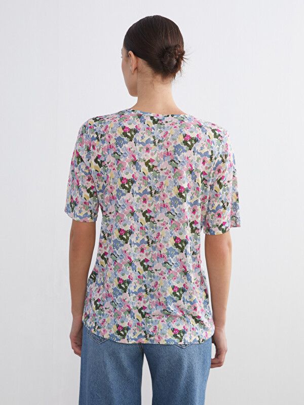 Moudda LC Waikiki - Body imprimé manches courtes en jersey pour Femme couleur Rose imprimé - Tunisie 4