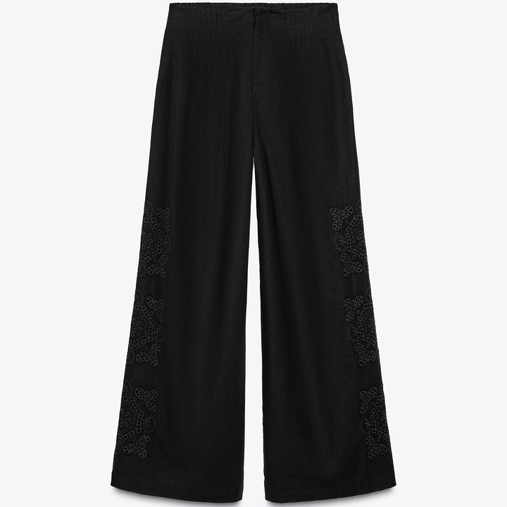 Moudda ZARA - Pantalon Lin - Multiplis & Broderies Latérales - Tunisie 1