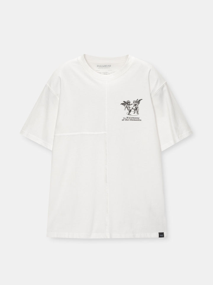 Moudda PULL & BEAR - T-Shirt Demi-Manches Urban Camo Blanc Déchiré Coupes - Tunisie 1