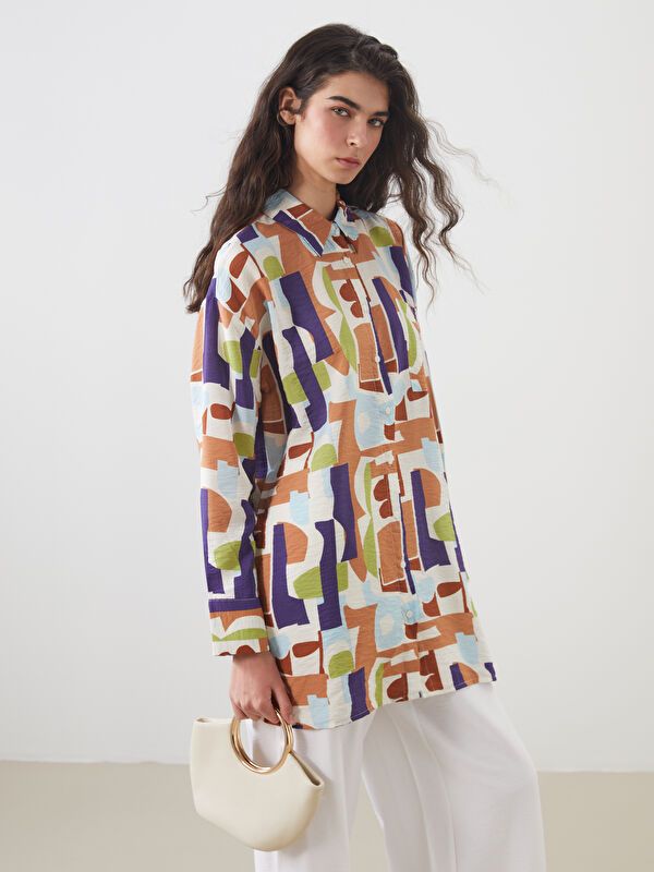 Moudda LC Waikiki - Tunique tissée manches longues Femme Imprimé mélange - Tunisie 1