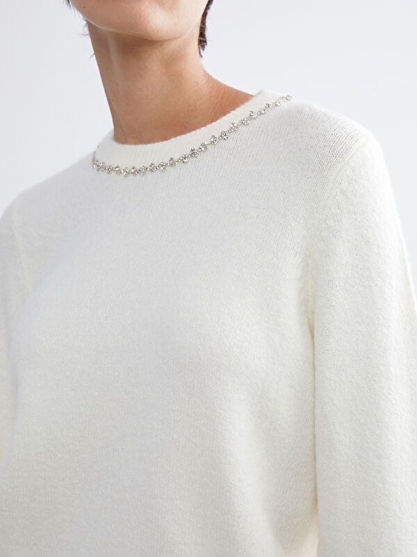 Moudda LC Waikiki - Pull tricot moyen Femme Mélange écru - Tunisie 3