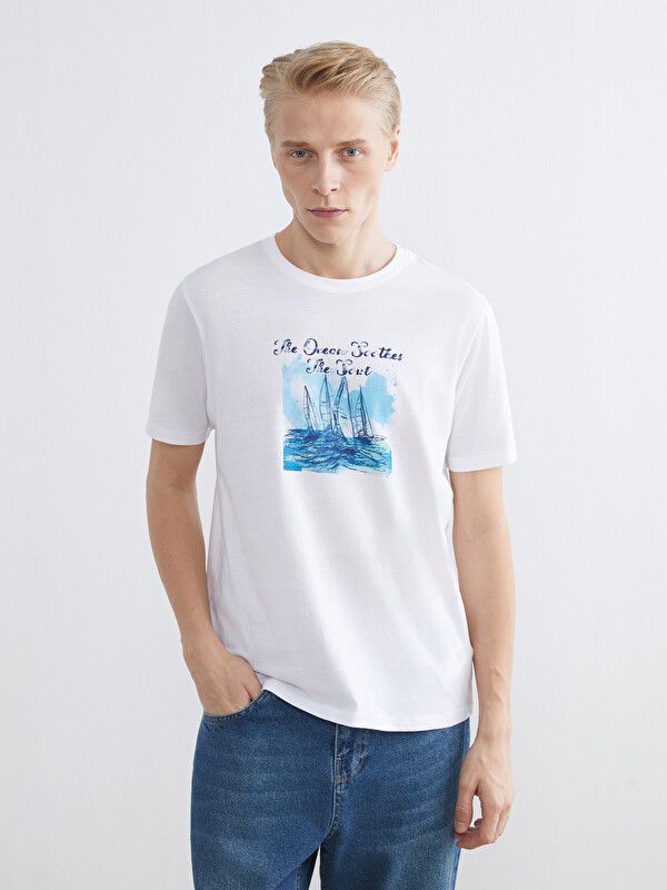 Moudda LC Waikiki - T-shirt imprimé manches courtes en jersey pour Homme couleur Blanc - Tunisie 1