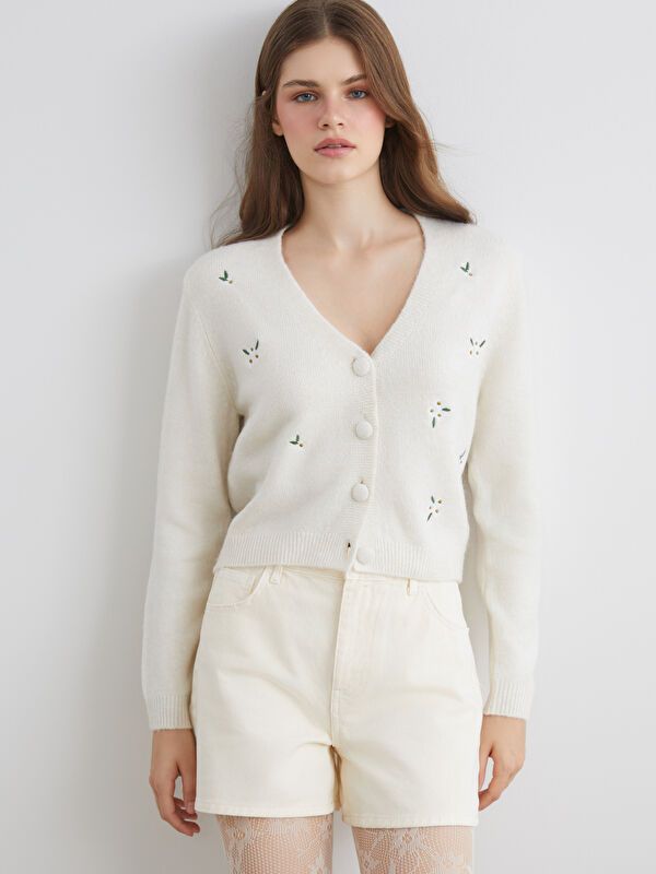 Moudda LC Waikiki - Cardigan en tricot Femme Ecru - Tunisie 1