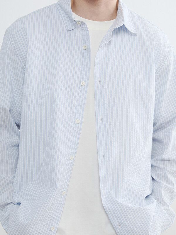 Moudda LC Waikiki - Chemise manches longues en tissu pour Homme couleur Bleu clair rayé - Tunisie 3