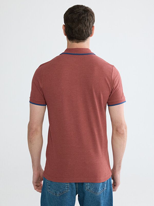Moudda LC Waikiki - T-shirt col polo basique manches courtes en jersey pour Homme couleur Orange mélangé - Tunisie 4