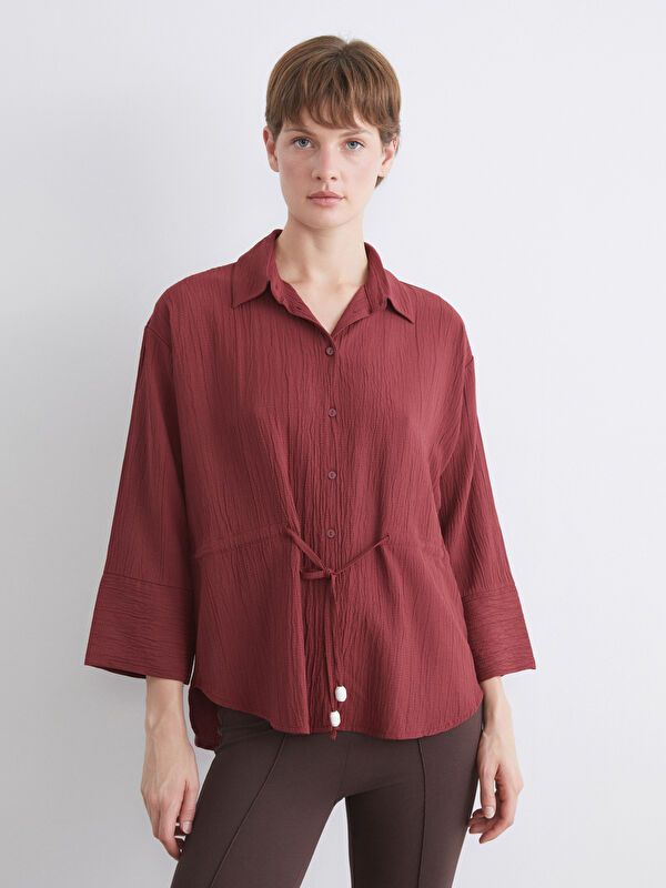 Moudda LC Waikiki - Chemise tissée manches longues Femme Rouge - Tunisie 4