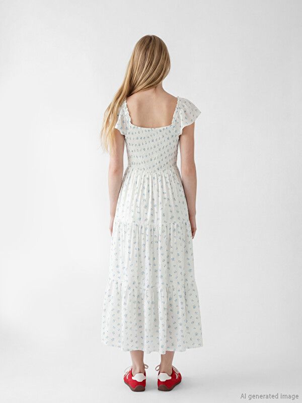 Moudda LC Waikiki - Robe manches courtes en tissu pour Femme couleur Bleu imprimé - Tunisie 3