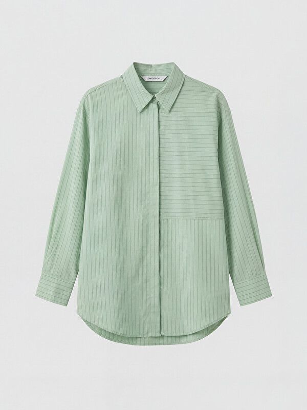 Moudda LC Waikiki - Tunique manches longues en tissu pour Femme couleur Vert rayé - Tunisie 1