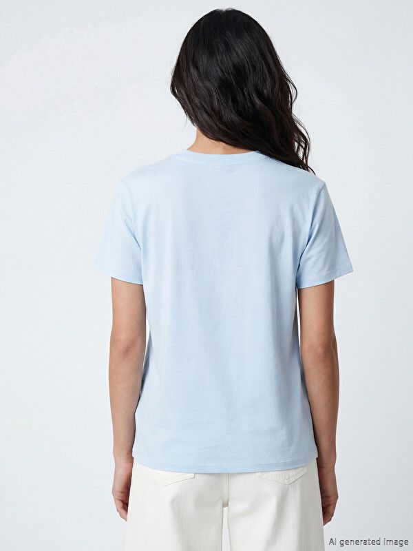 Moudda LC Waikiki - Body imprimé manches courtes en jersey pour Femme couleur Bleu clair - Tunisie 3