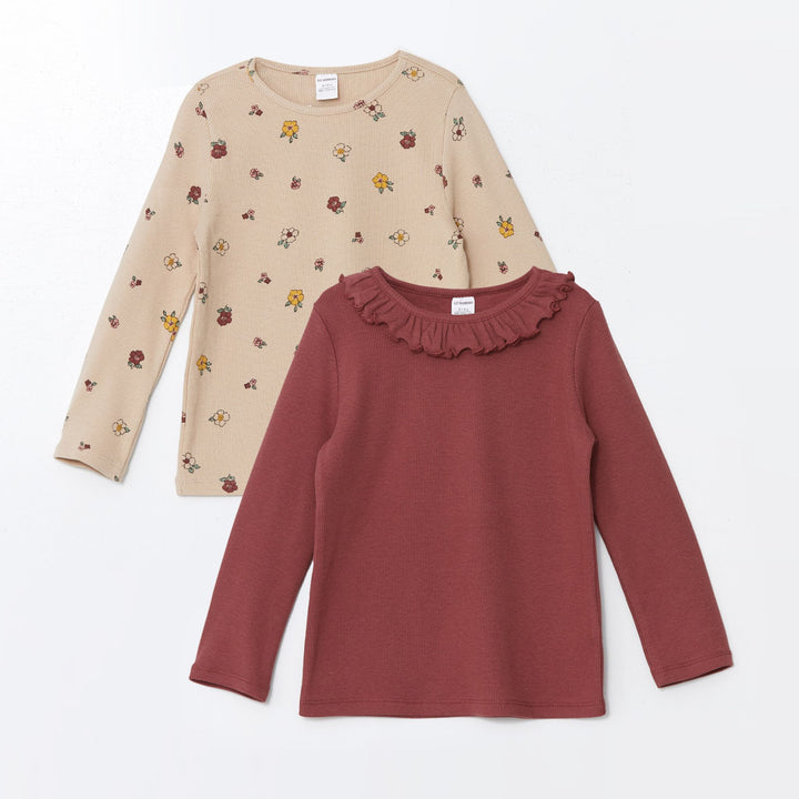 Moudda LC Waikiki - Pack body jersey manches longues Fille Imprimé écru - Tunisie 1