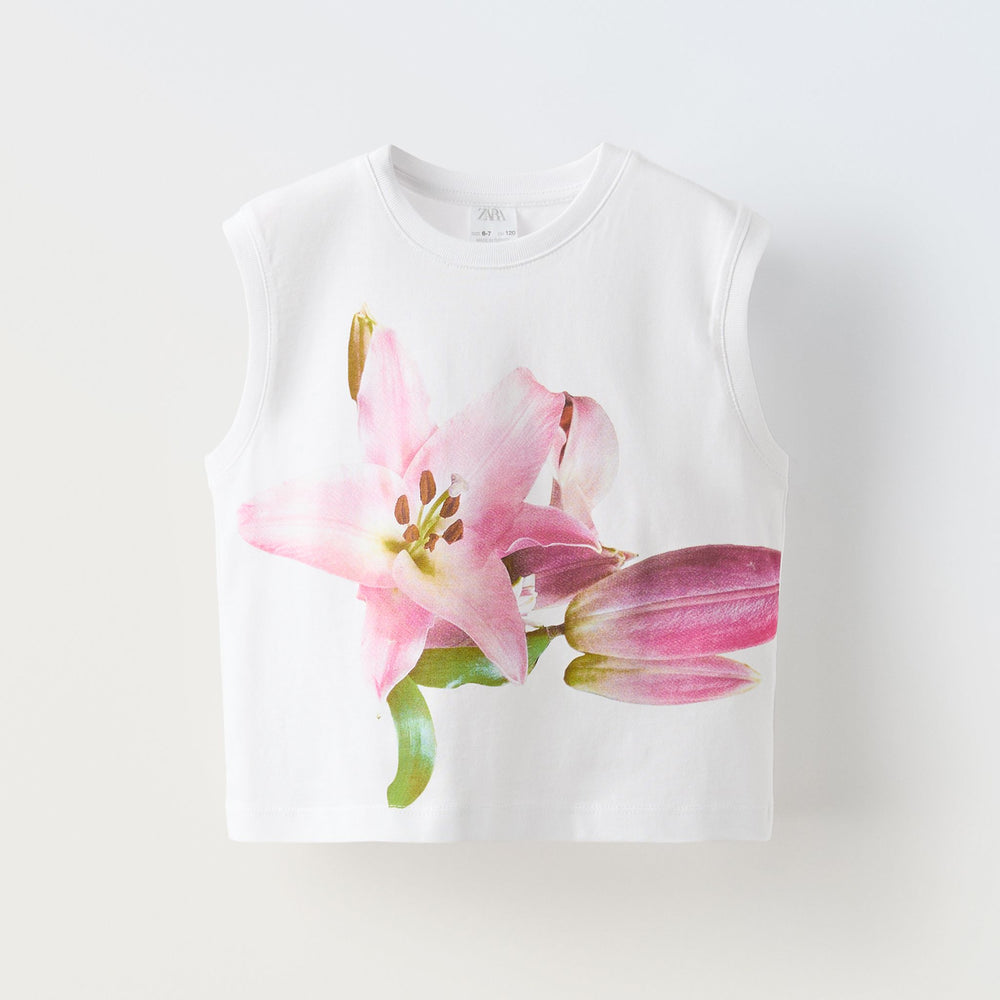 Moudda ZARA - T-shirt imprimé photo floral rose - Tunisie 2