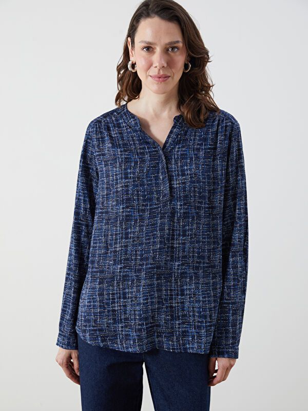 Moudda LC Waikiki - Blouse tissée imprimée manches longues Femme Imprimé marine - Tunisie 1