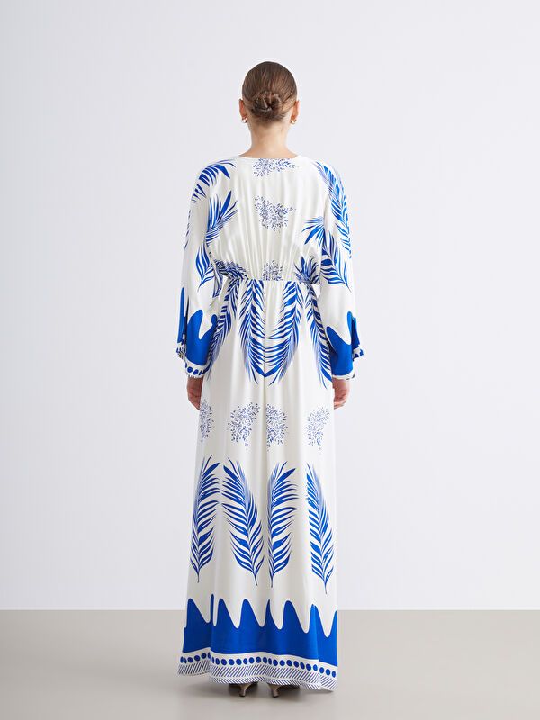 Moudda LC Waikiki - Robe tissée manches longues Femme Imprimé en blanc - Tunisie 4