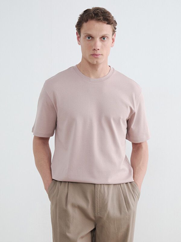 Moudda LC Waikiki - T-shirt manches courtes en jersey pour Homme couleur  Rose clair - Tunisie 1