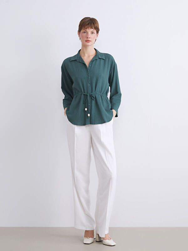 Moudda LC Waikiki - Chemise tissée manches longues Femme Kaki - Tunisie 2