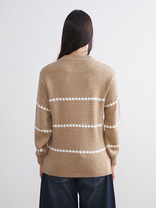 Moudda LC Waikiki - Pull mi-saison en tricot couleur Jacquard camel pour femmes - Tunisie 4