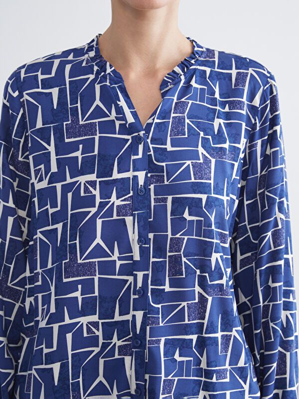 Moudda LC Waikiki - Chemise tissée imprimée manches longues Femme Imprimé marine - Tunisie 3