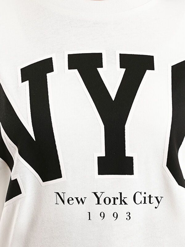 Moudda LC Waikiki - Body imprimé en jersey manches courtes Femme Ecru - Tunisie 3