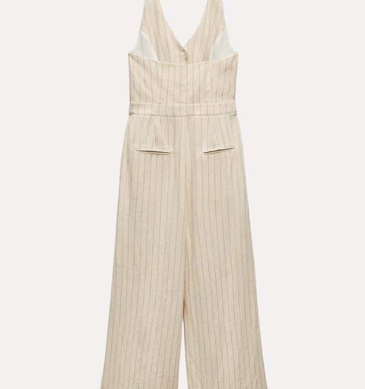 Moudda ZARA - Combinaison longue lin/viscose col licou rayée - Tunisie 3