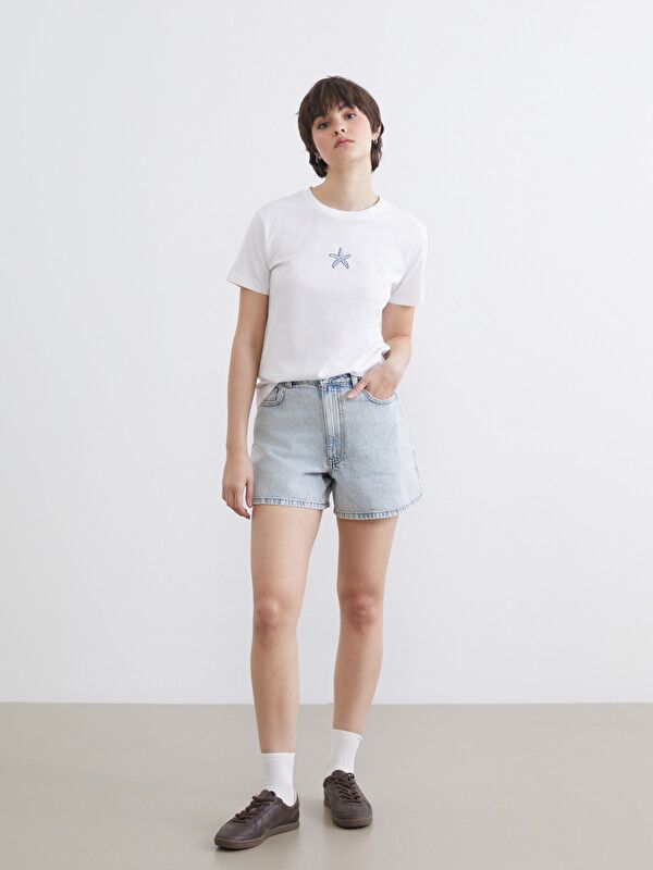 Moudda LC Waikiki - Bermuda en denim pour Femme couleur Bleu clair - Tunisie 1