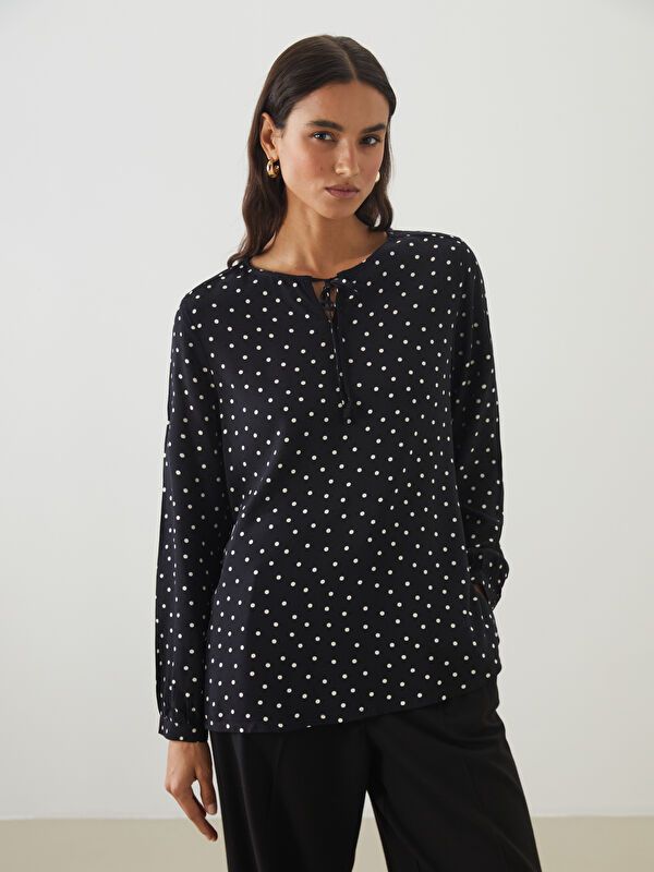 Moudda LC Waikiki - Blouse tissée manches longues Femme Imprimé en noir - Tunisie 1