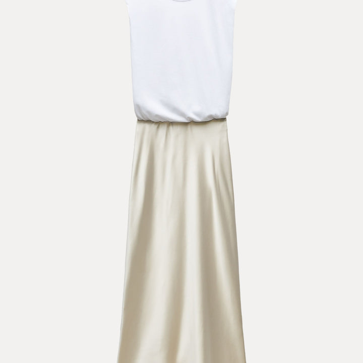 Moudda ZARA - Robe mi-longue tissu combiné haut avec jupe en satin - Tunisie 1