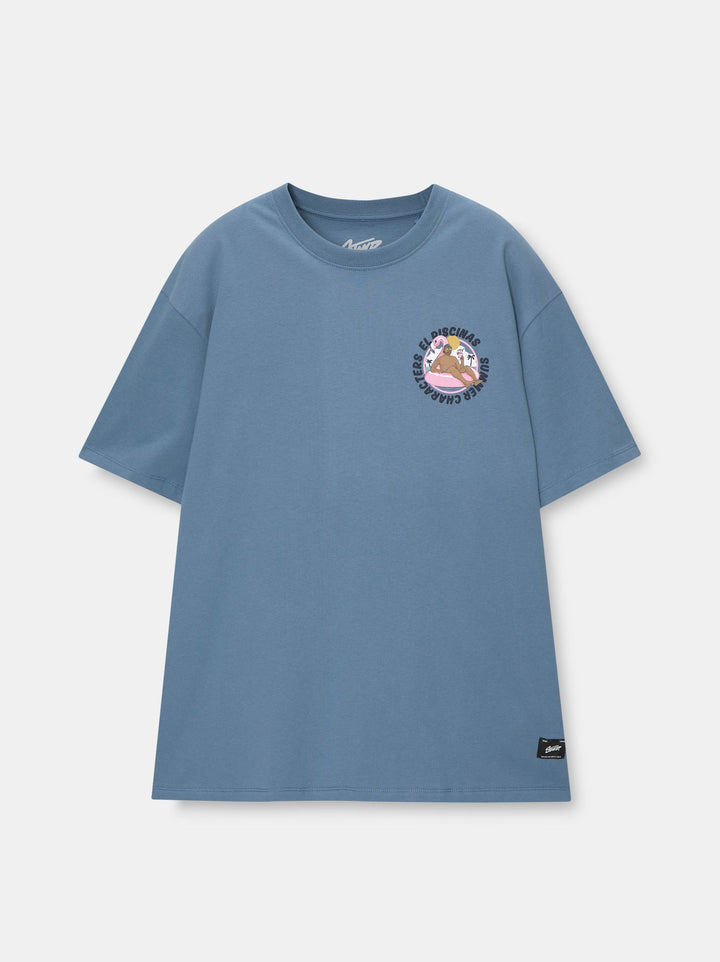 Moudda PULL & BEAR - T-Shirt Demi-Manches Summer Characters Bleu - Tunisie 1