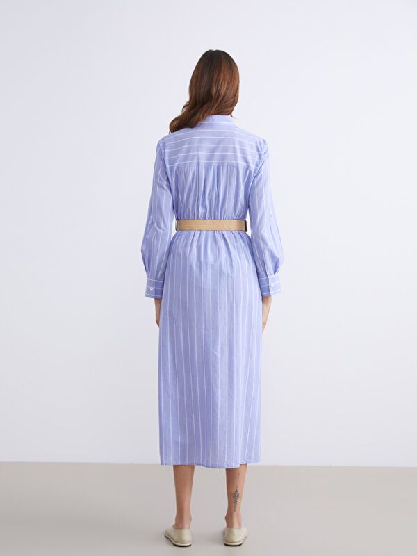 Moudda LC Waikiki - Robe tissée manches longues Femme Rayures marine - Tunisie 4