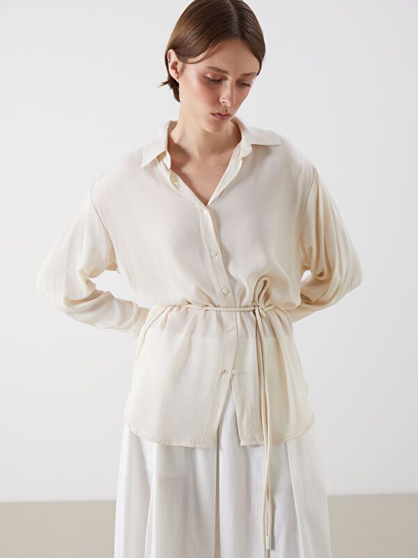 Moudda LC Waikiki - Chemise tissée manches longues Femme Ecru - Tunisie 1