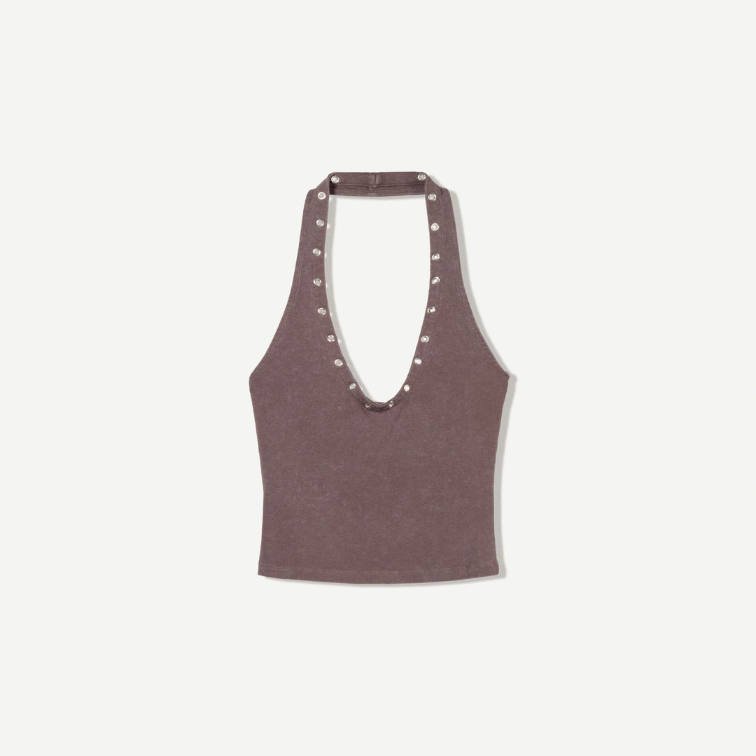 Moudda BERSHKA - Top - Col Halter, Coton Stretch & Œillets - Tunisie 1