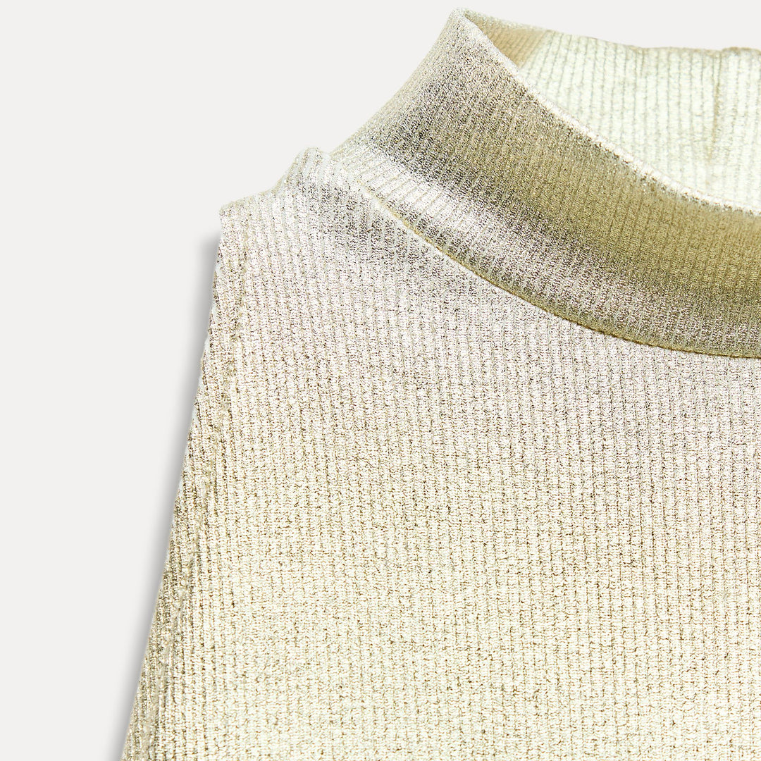 Moudda ZARA - T-shirt col licou effet métallisé côtelé - Tunisie 3