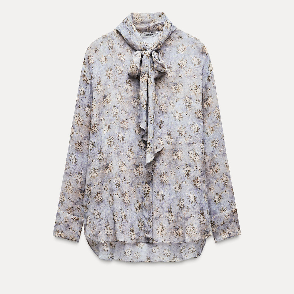 Moudda ZARA - Blouse ample bambou mini-fleurs nœud - Tunisie 2