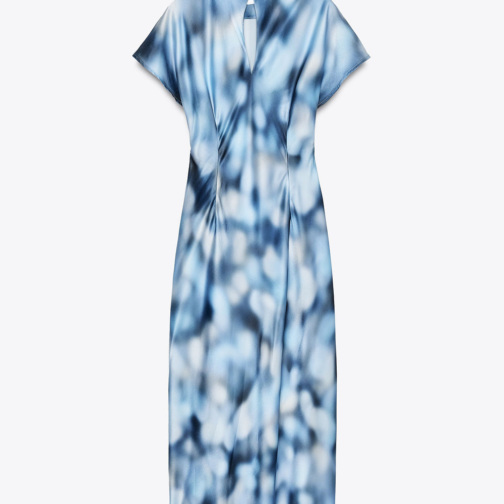 Moudda ZARA - Robe Midi Satin - Nœud Hanche & Tie Dye Bleu - Tunisie 2