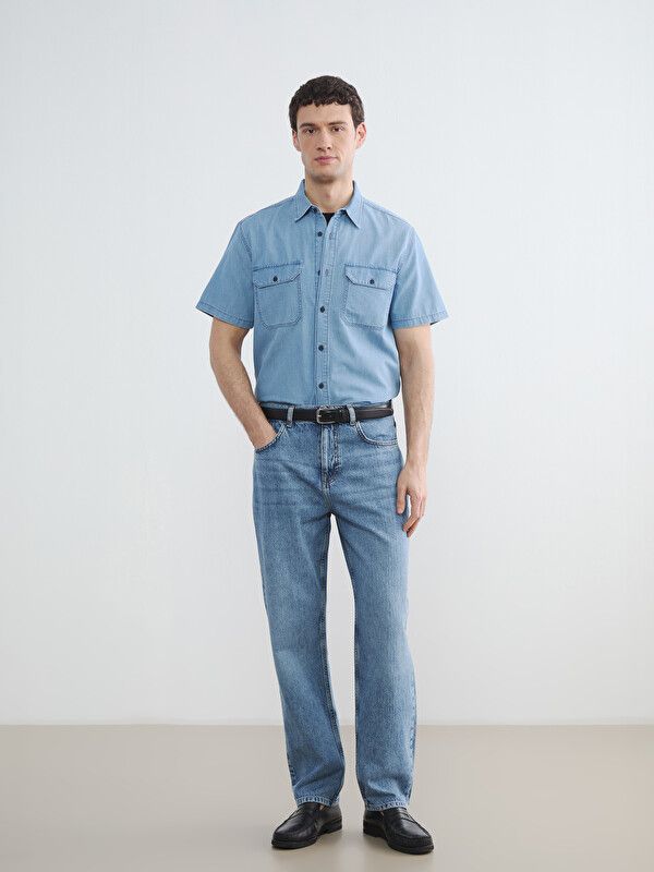 Moudda LC Waikiki - Chemise en jean manches courtes pour Homme couleur Rodeo Bleu indigo moyen - Tunisie 2