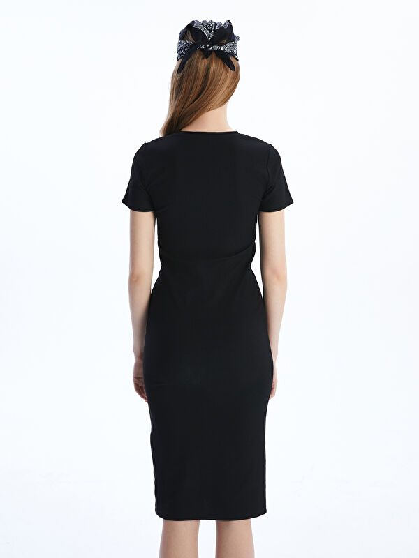 Moudda LC Waikiki - Robe en jersey manches courtes Femme Noir - Tunisie 4