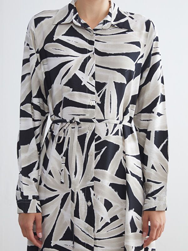 Moudda LC Waikiki - Robe tissée manches longues Femme Imprimé en noir - Tunisie 3