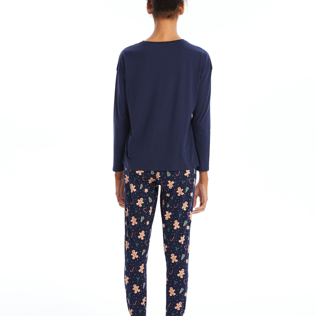 Moudda LC Waikiki - Pyjama en jersey manches longues Femme Imprimé marine - Tunisie 4