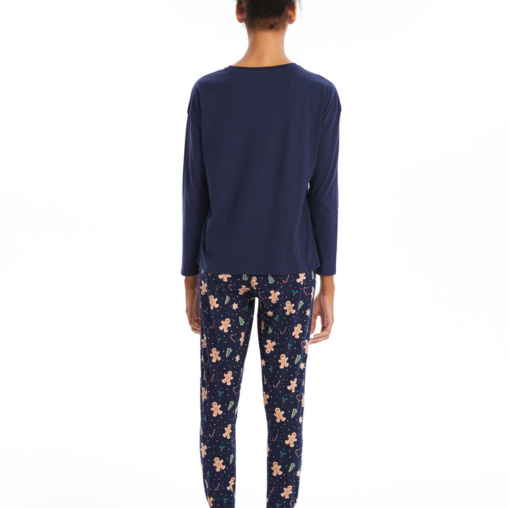 Moudda LC Waikiki - Pyjama en jersey manches longues Femme Imprimé marine - Tunisie 4