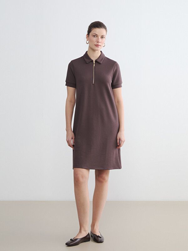 Moudda LC Waikiki - Robe manches courtes en jersey pour Femme couleur Marron - Tunisie 2