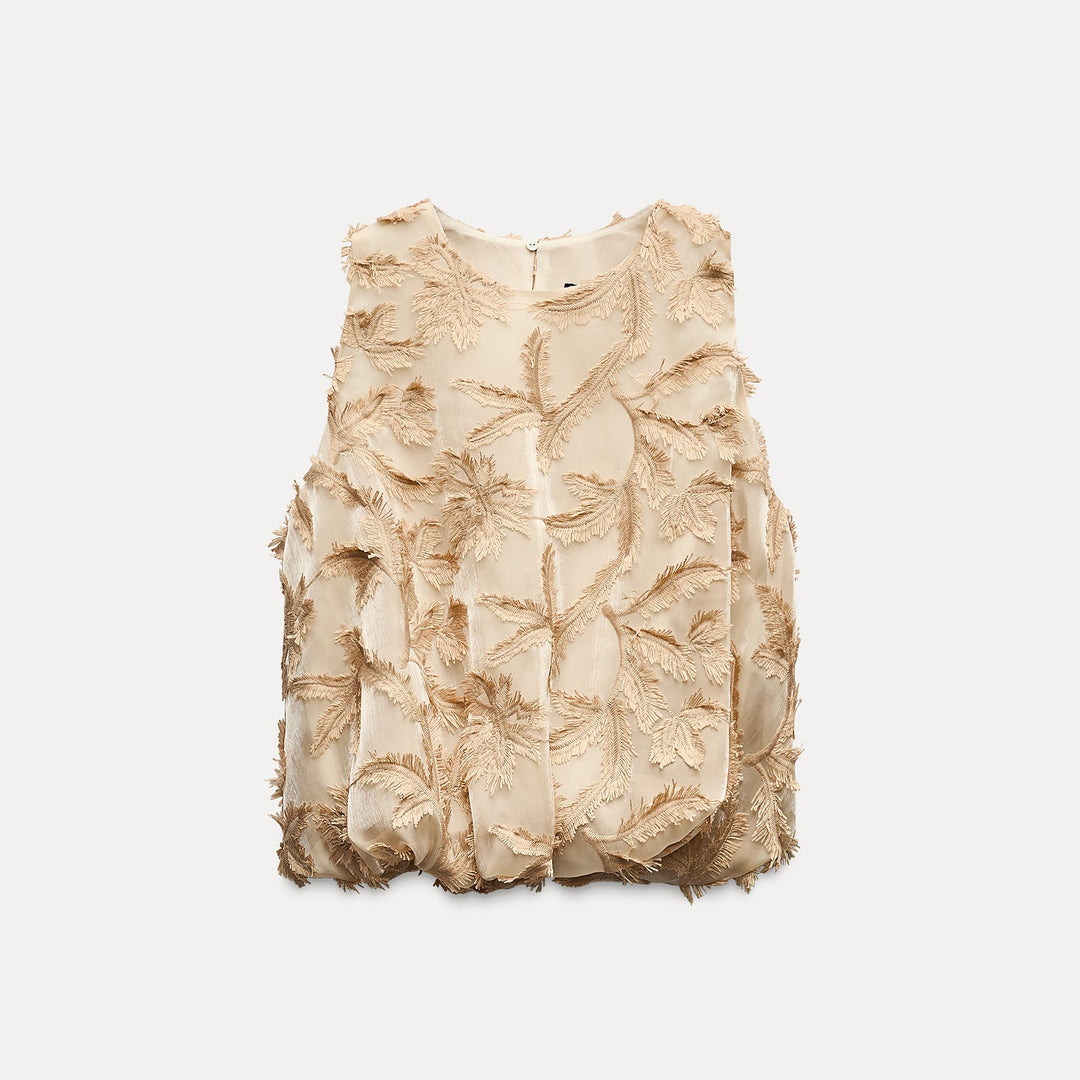 Moudda ZARA - Top fleur 3D détail manches bouffantes - Tunisie 1