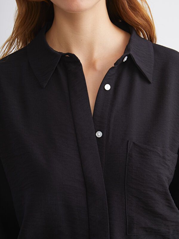 Moudda LC Waikiki - Chemise tissée manches longues Femme Noir - Tunisie 3